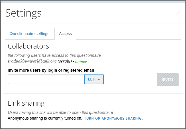 Anonymous sharing inactive