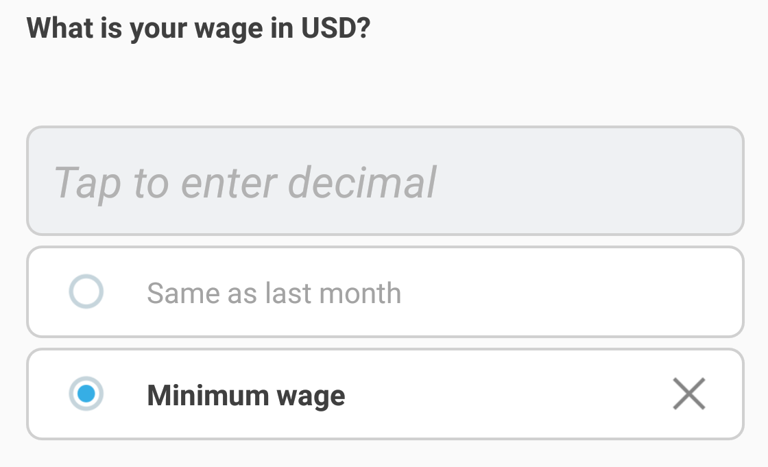 Special values in numeric questions on a
tablet.